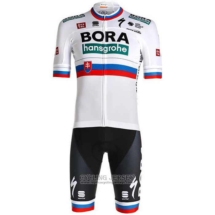 2021 Cycling Jersey Bora Champion Belgium White Short Sleeve And Bib Short